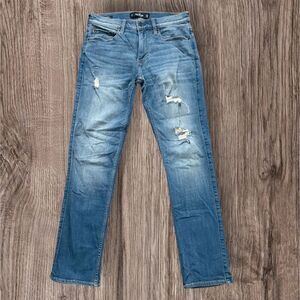 Hollister Slim Straight Advanced Stretch Blue Distressed Jeans